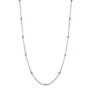 10K Gold Simple Beaded Chain with Turquoise