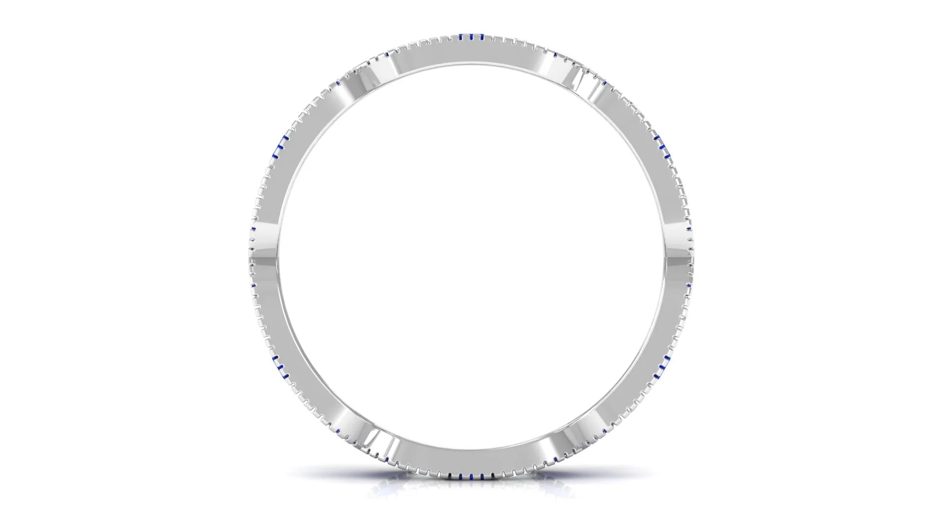 1.25 CT Lab Created Blue Sapphire Milgrain Full Eternity Ring with Diamond