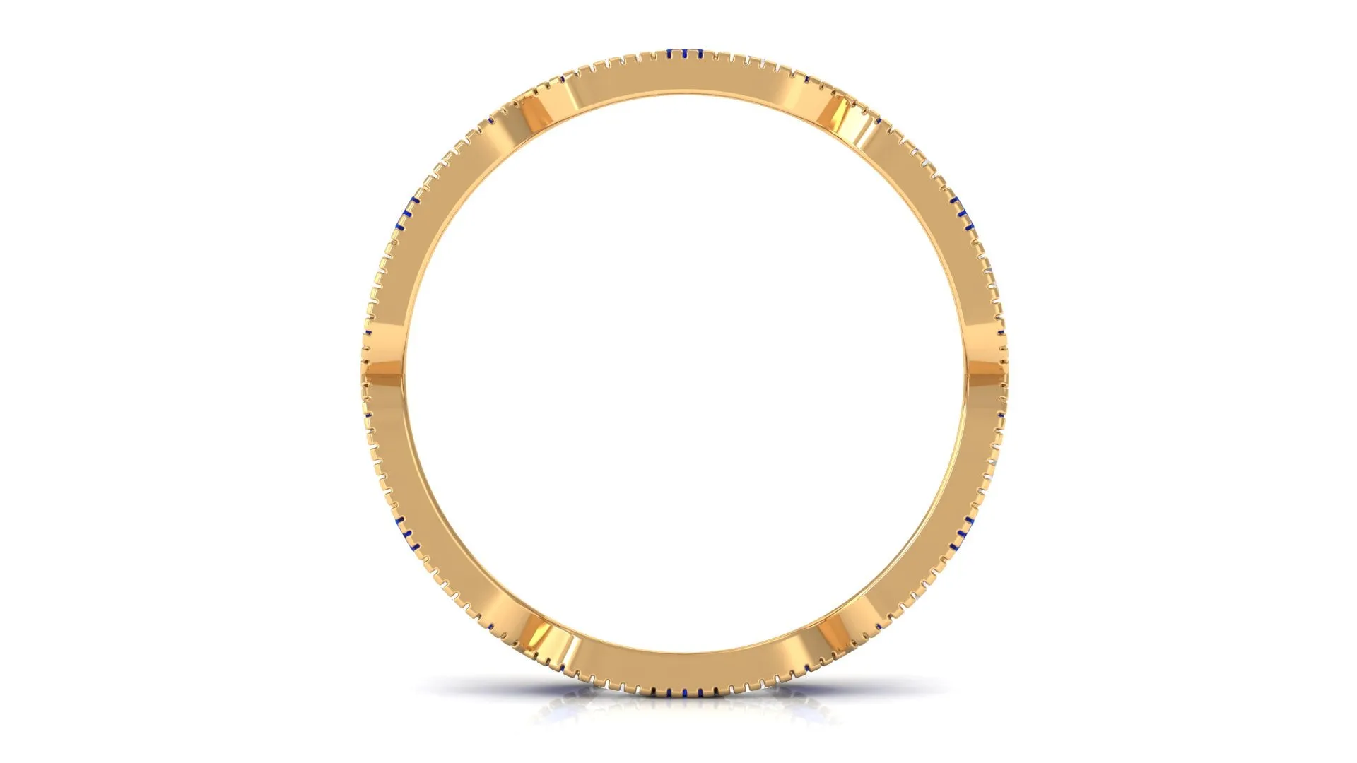 1.25 CT Lab Created Blue Sapphire Milgrain Full Eternity Ring with Diamond