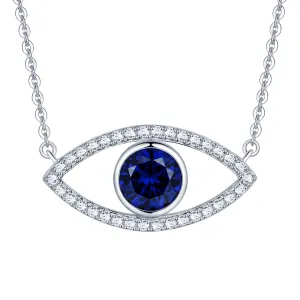 1.28 CT. Blue Sapphire and White Sapphire Evil Eye Necklace