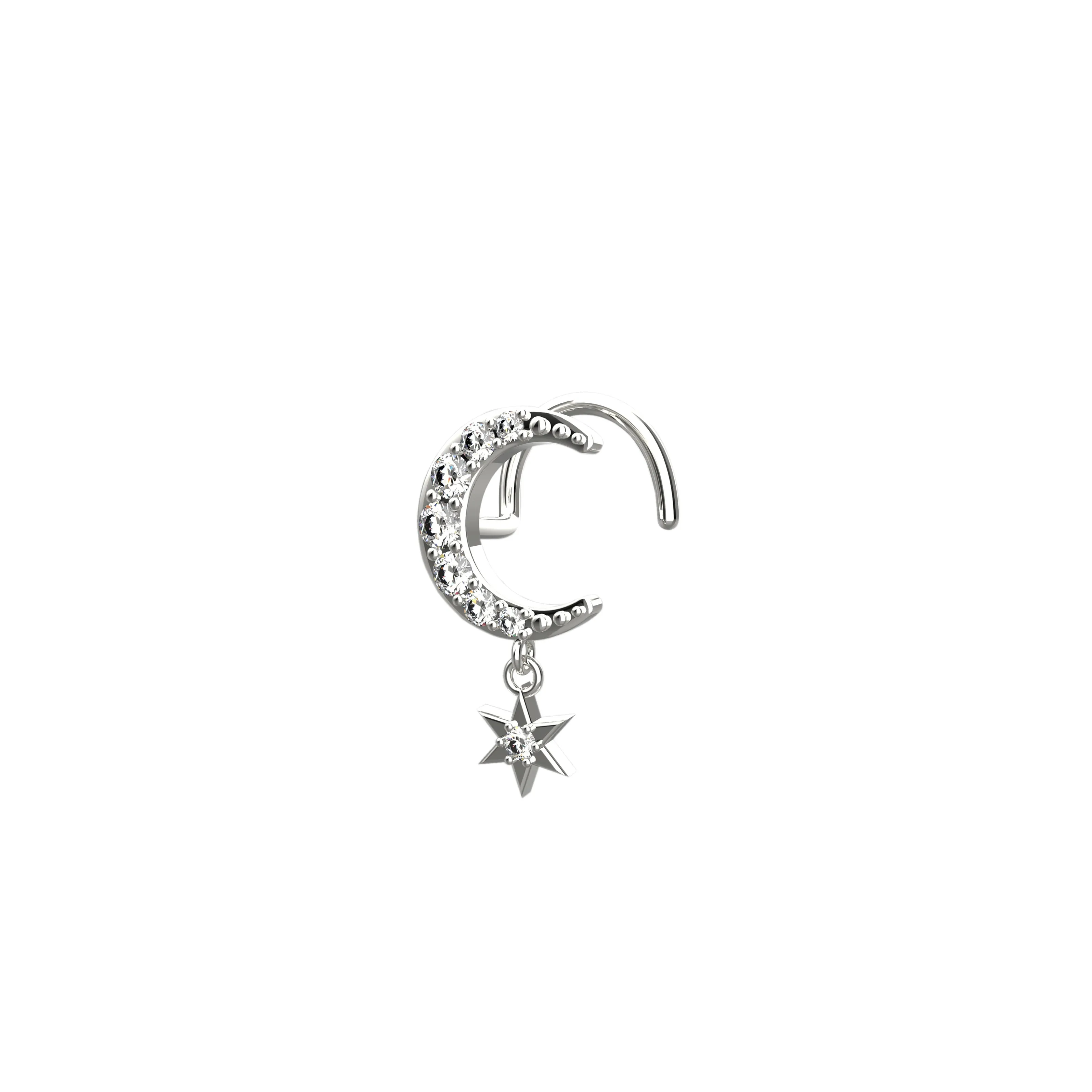 14k Gold Moon Nose Ring – Dangle Nose Ring Jewelry