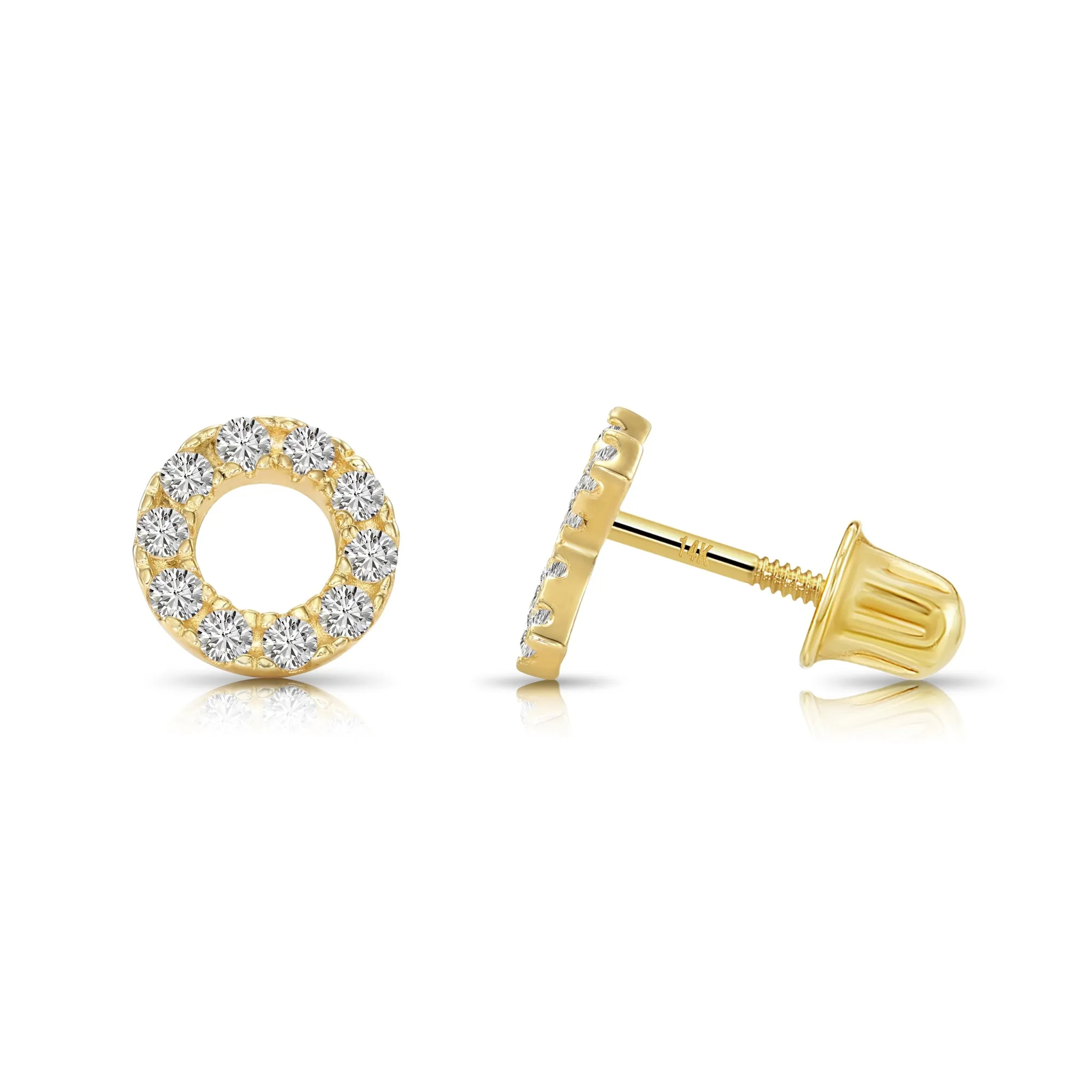 14k Yellow Gold X and O Stud Earrings with Screwbacks