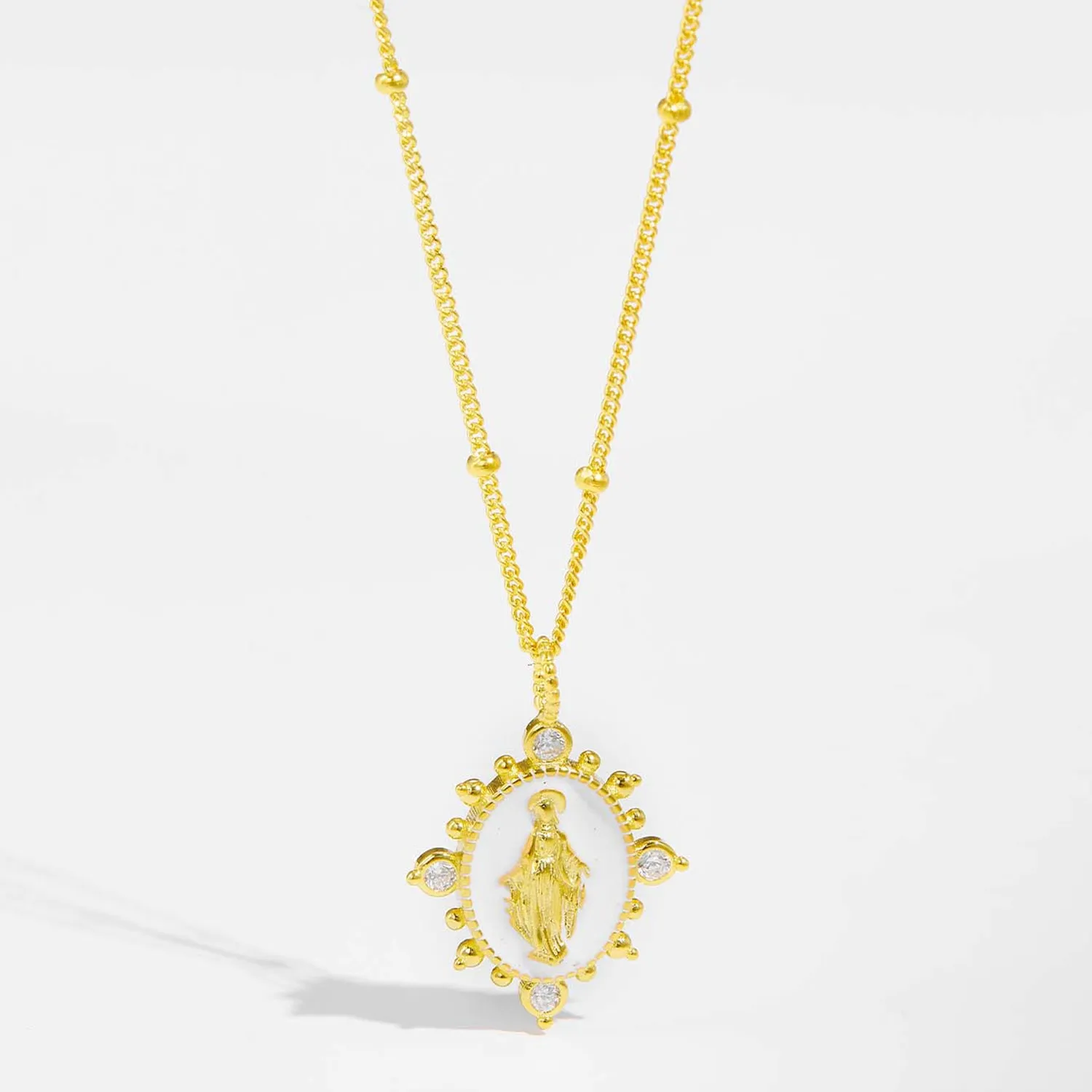 18K Gold-Plated Spring Ring Closure Pendant Necklace