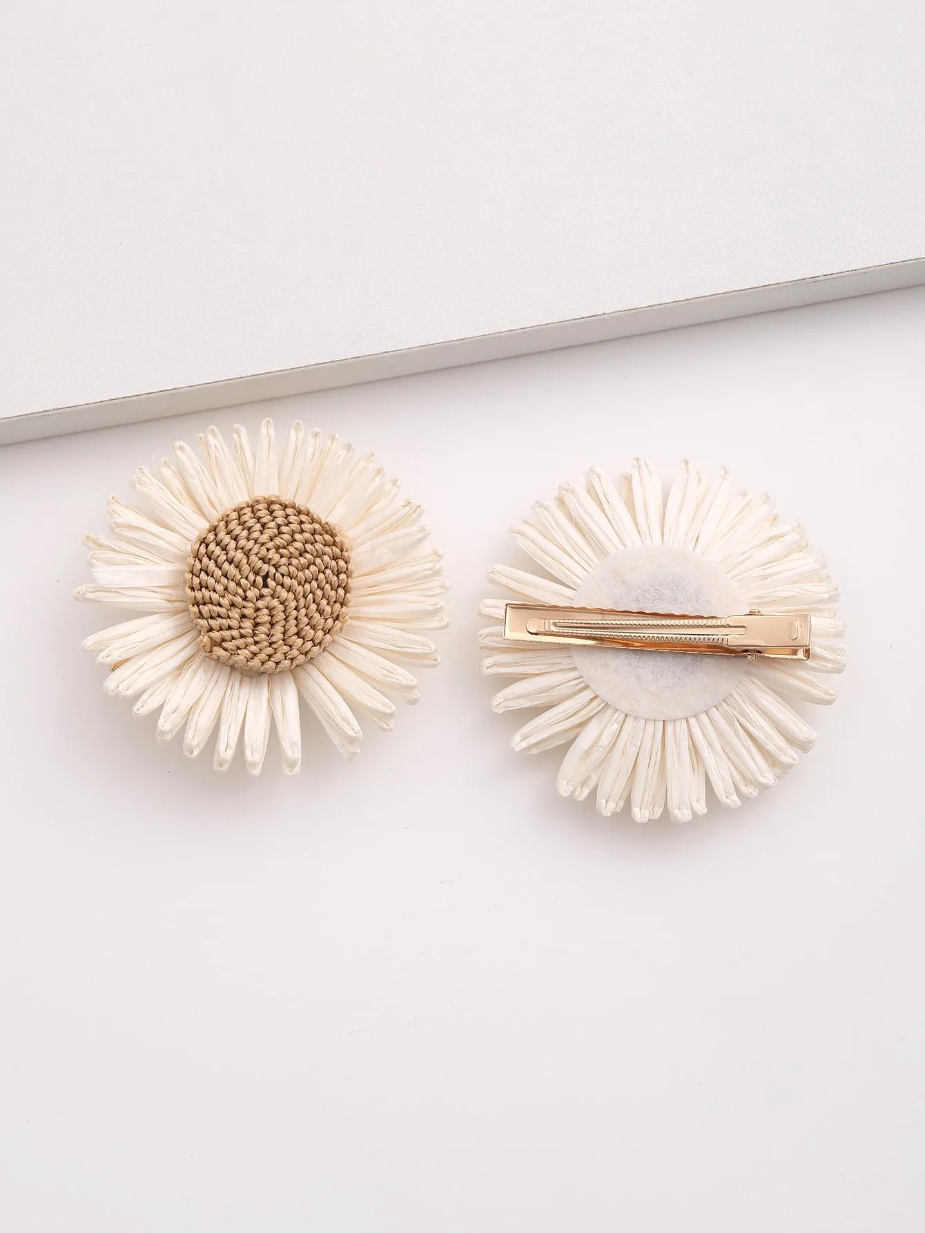 2pcs Boho Flower Decor Alligator Hair Clip for Women Barrette Styling Hair
