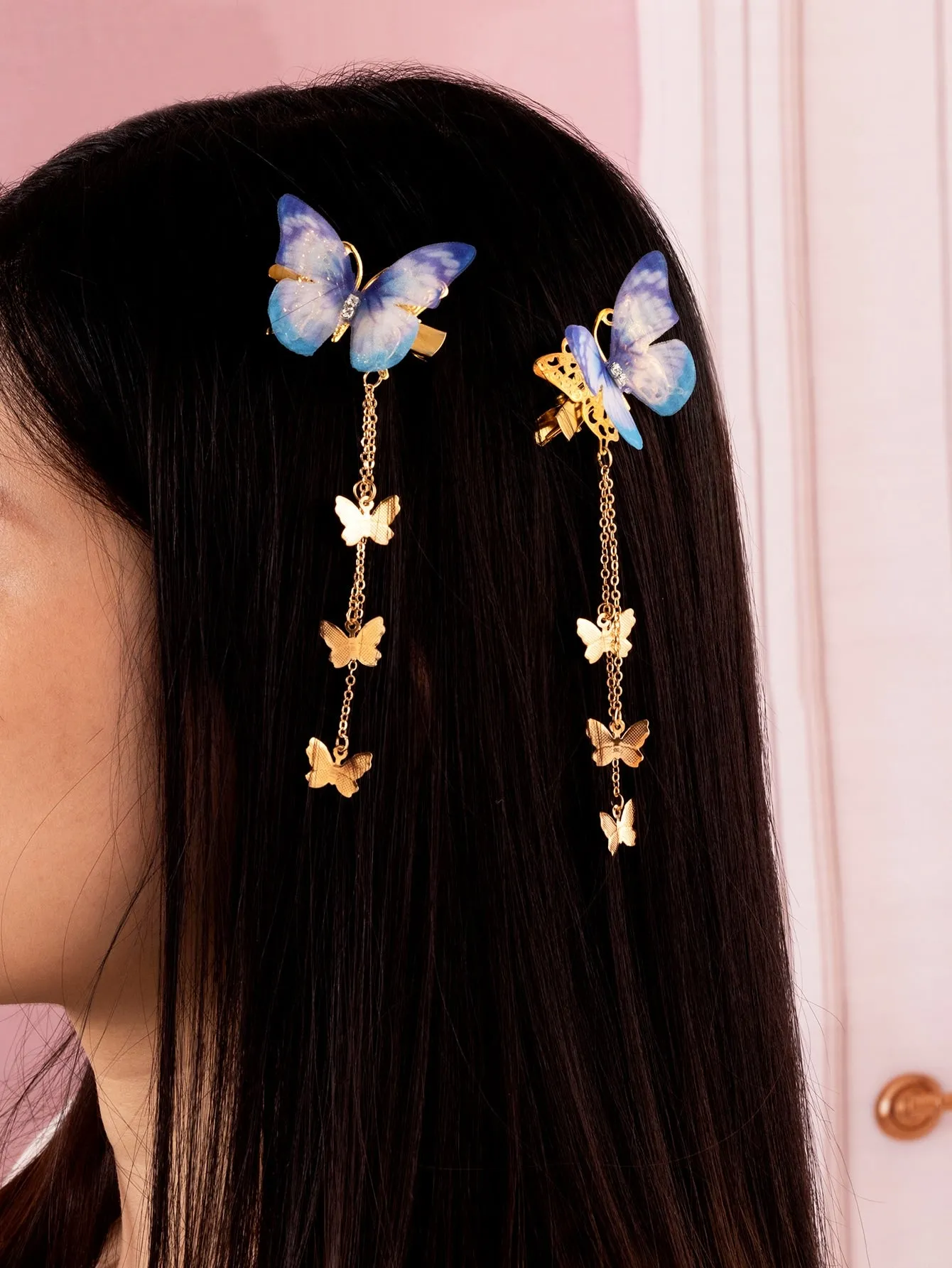 2pcs Butterfly Decor Hair Clip For Everyday Styling for Women Barrette Styling
