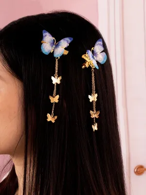 2pcs Butterfly Decor Hair Clip For Everyday Styling for Women Barrette Styling