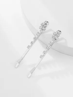 2pcs Delicate Rhinestone Decor Hair Clip Elegant for Women Barrette Styling Hair