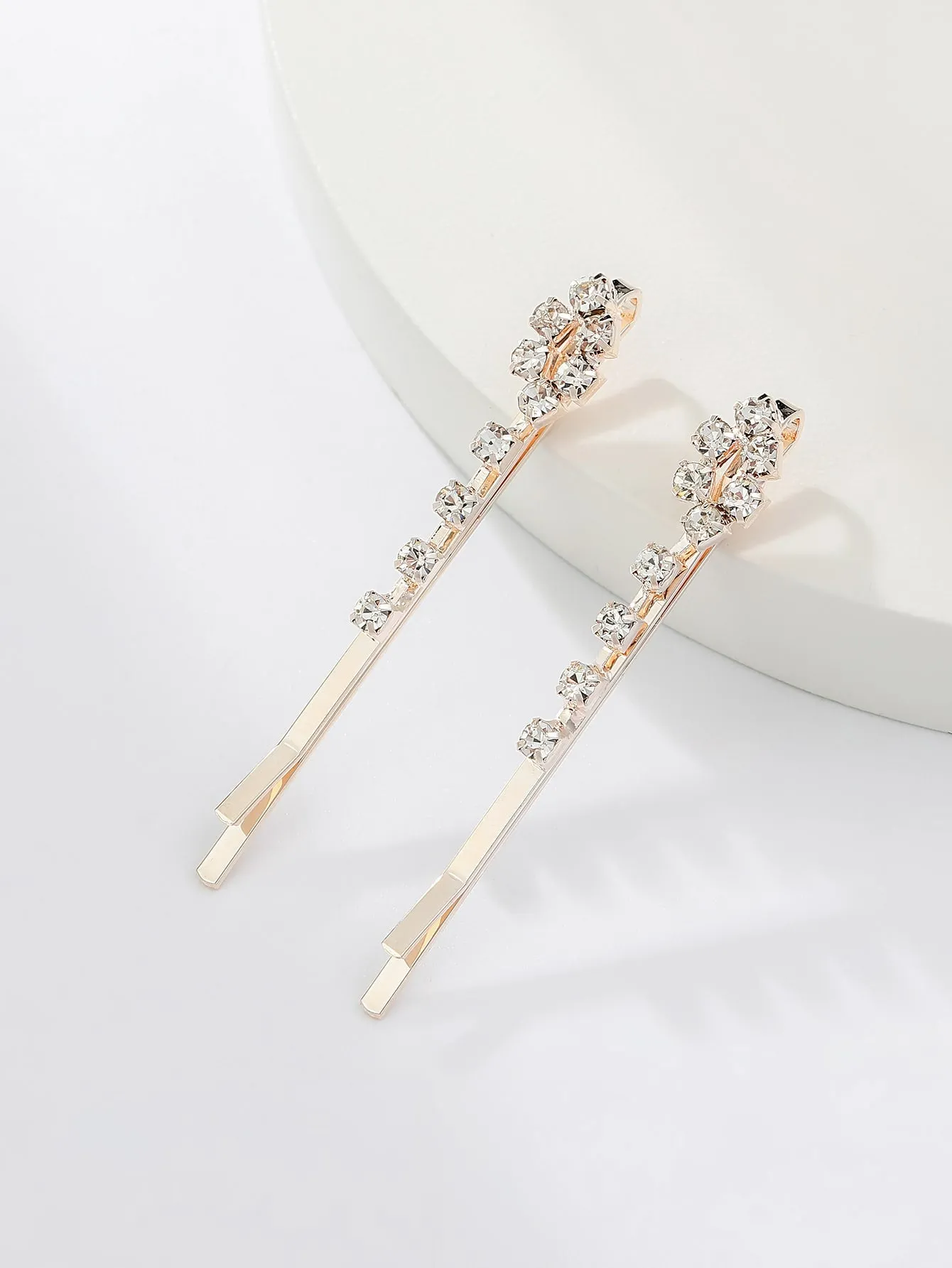 2pcs Delicate Rhinestone Decor Hair Clip Elegant for Women Barrette Styling Hair