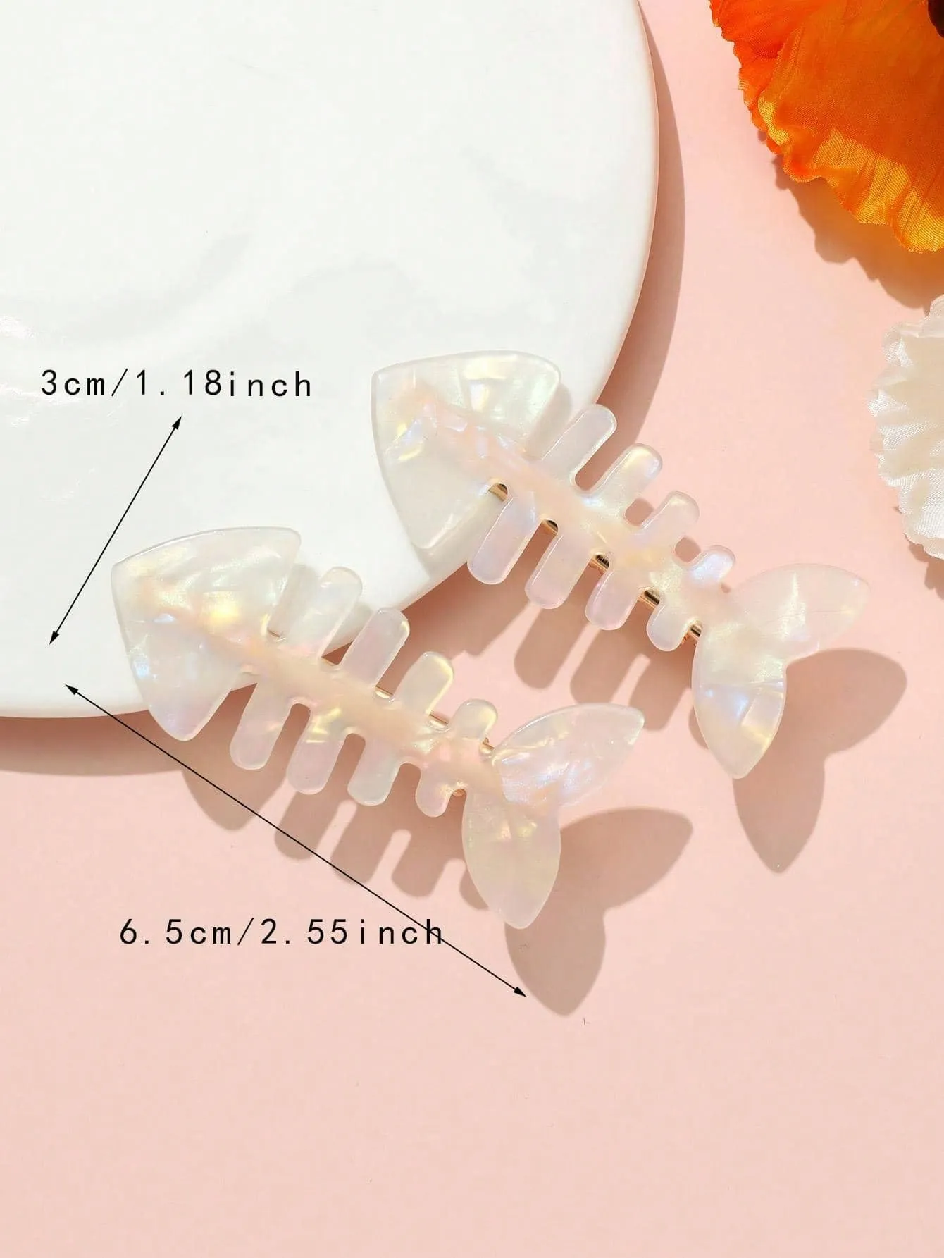 2pcs Fish Bone Decor Hair Clip for Women Barrette Styling Hair Accessories