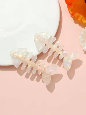 2pcs Fish Bone Decor Hair Clip for Women Barrette Styling Hair Accessories