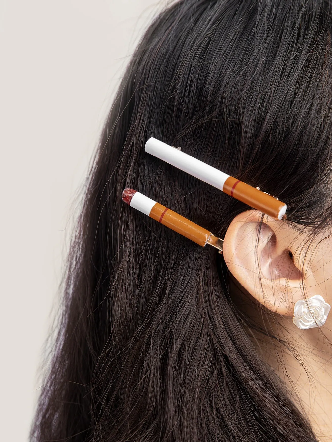 2pcs Imitation Cigarette Decor Hair Clip Funny Hair Clips for Women Barrette