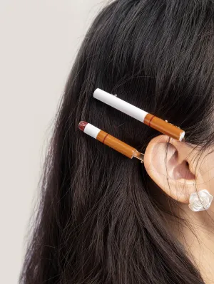 2pcs Imitation Cigarette Decor Hair Clip Funny Hair Clips for Women Barrette