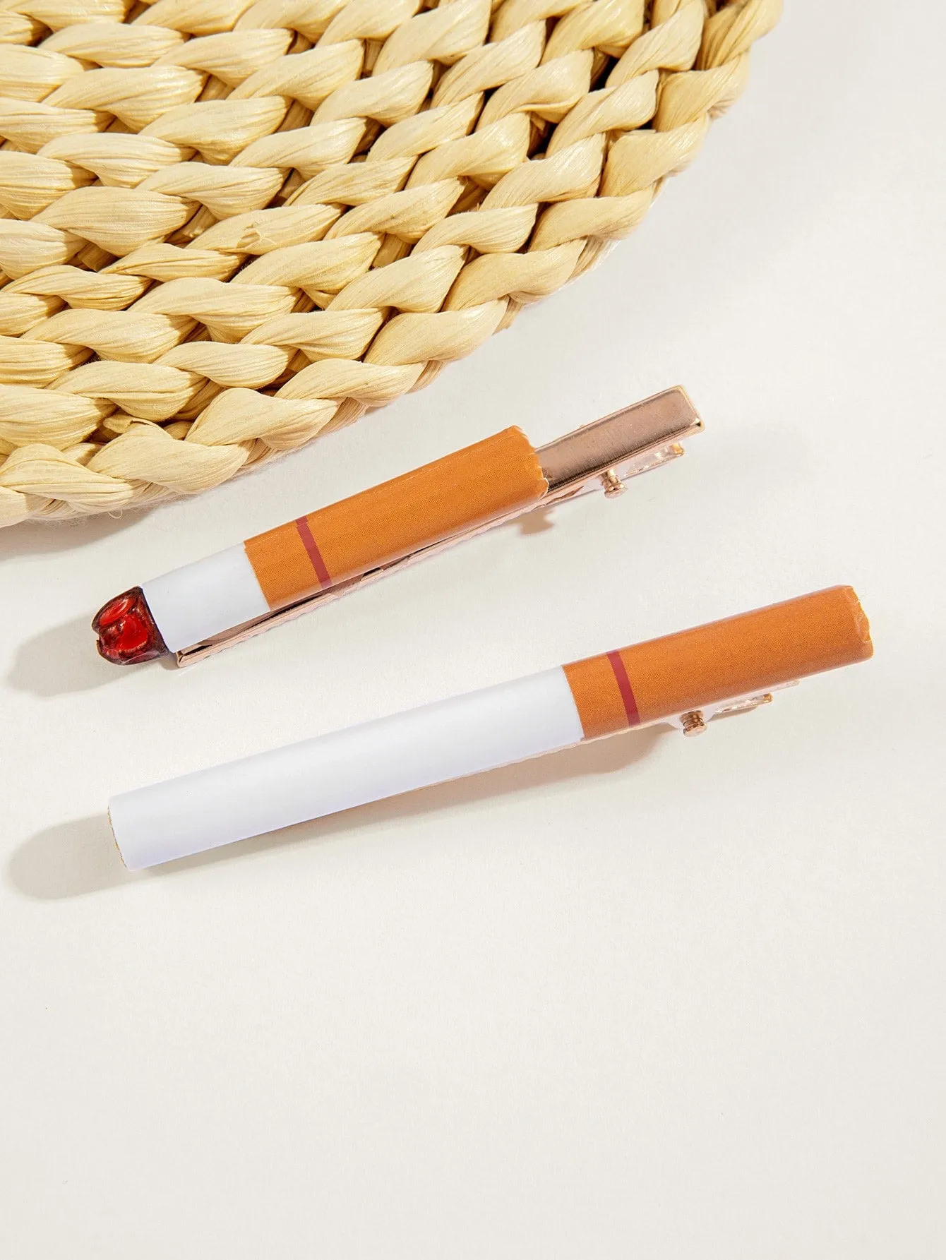 2pcs Imitation Cigarette Decor Hair Clip Funny Hair Clips for Women Barrette