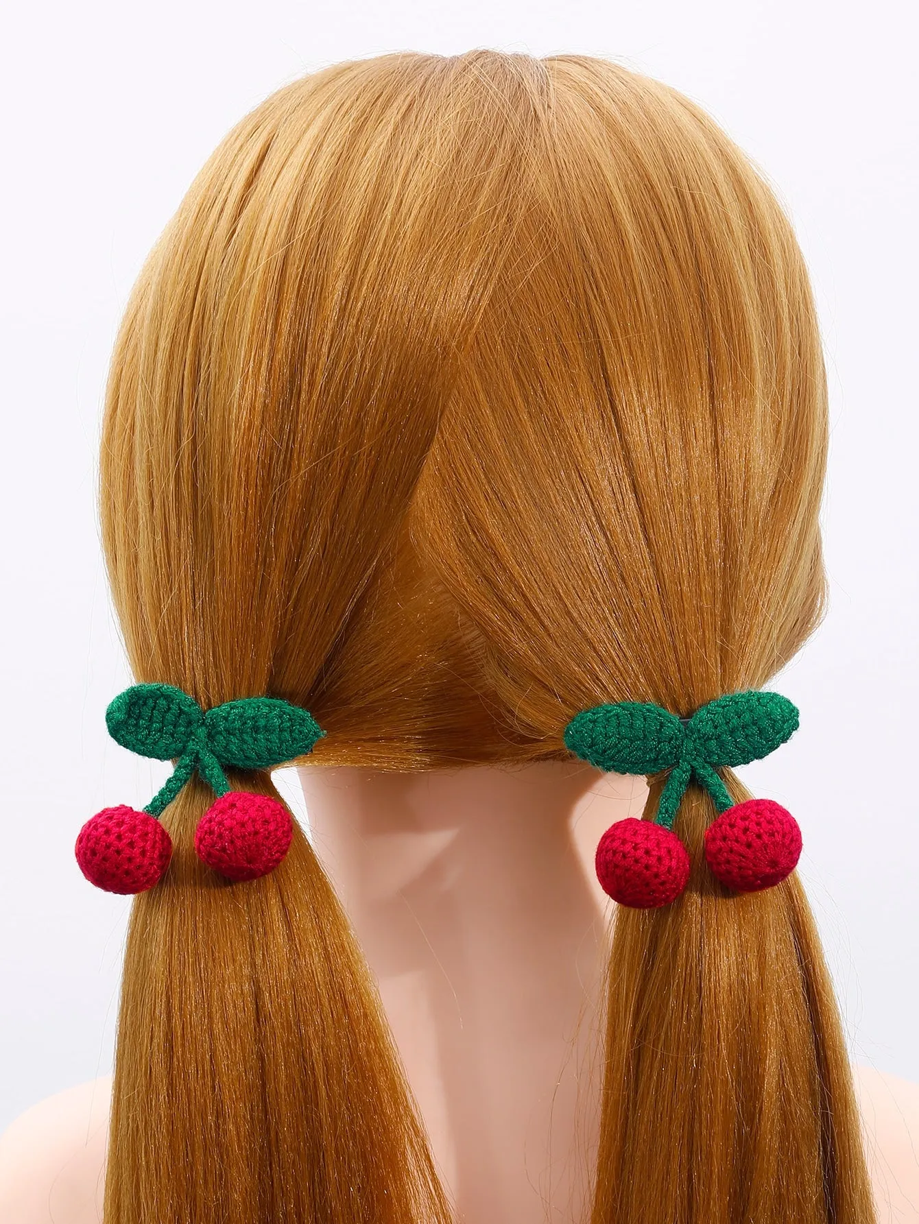 2pcs Knitted Cherry Decor Hair Clip for Women Barrette Styling Hair Accessories