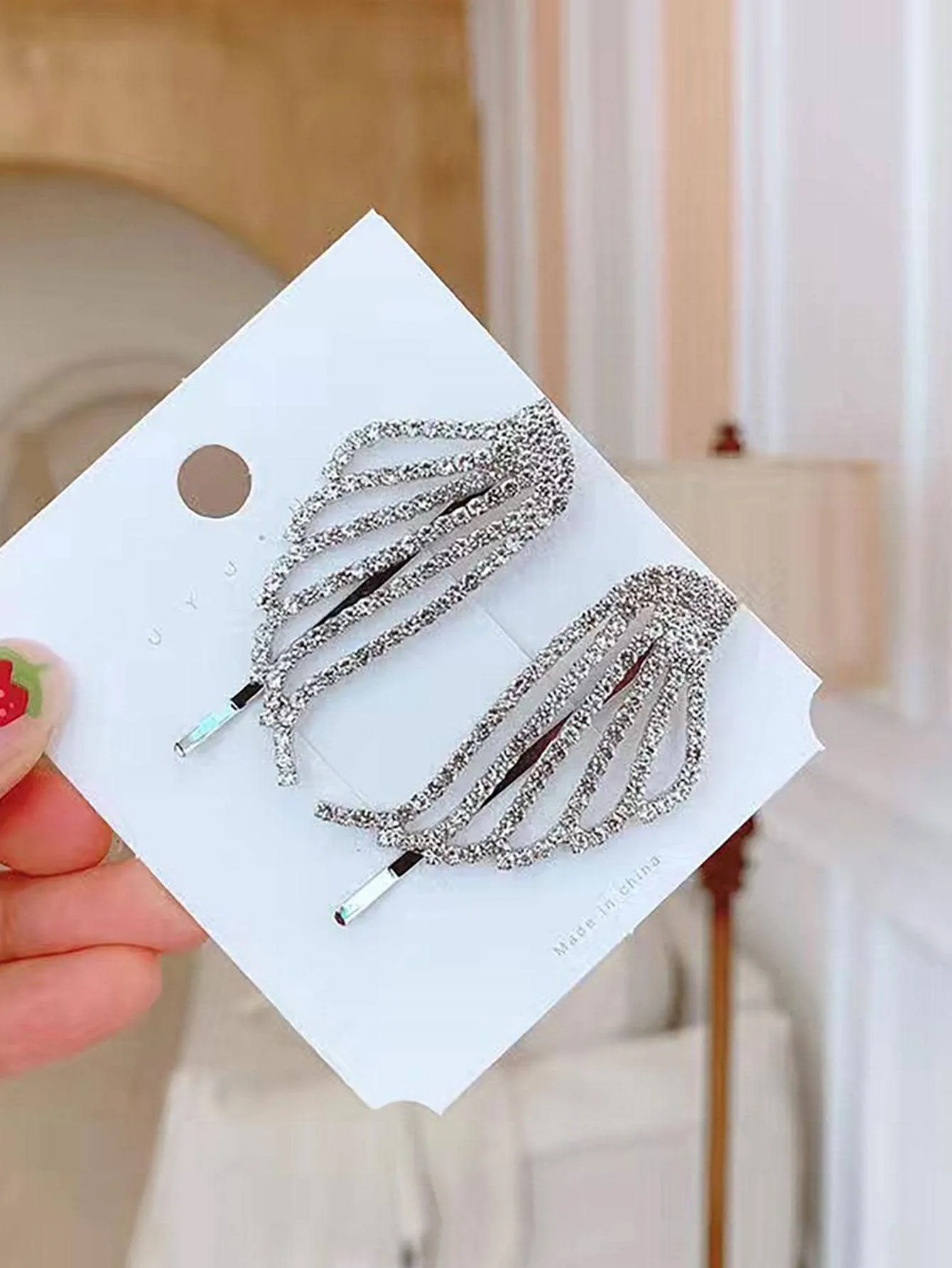 2pcs Rhinestone Wing Decor Hair Clip for Women Barrette Styling Hair Accessories
