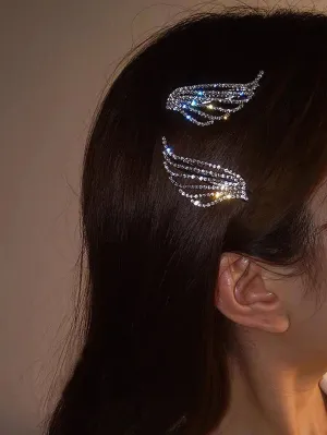 2pcs Rhinestone Wing Decor Hair Clip for Women Barrette Styling Hair Accessories