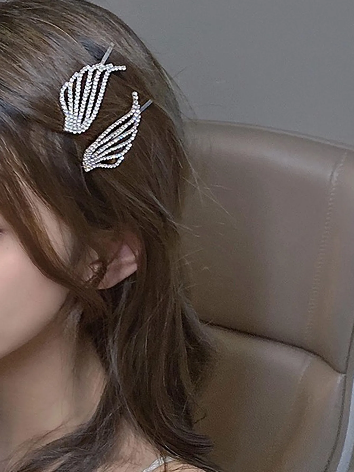 2pcs Rhinestone Wing Decor Hair Clip for Women Barrette Styling Hair Accessories
