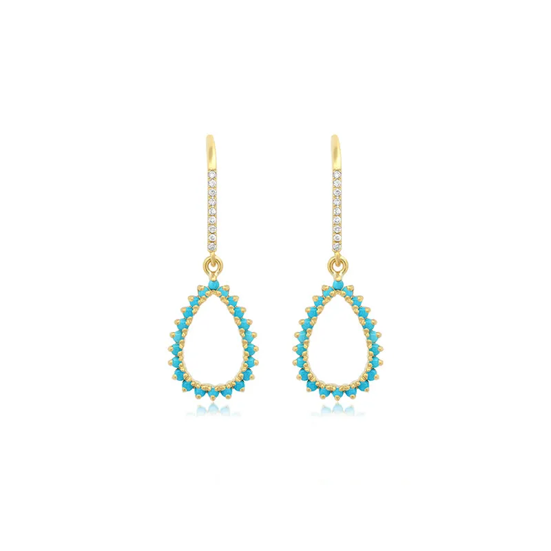 3-Prong Turquoise Mini Open Teardrop Earrings