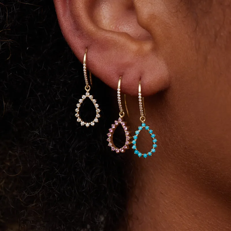 3-Prong Turquoise Mini Open Teardrop Earrings