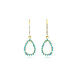 3-Prong Turquoise Mini Open Teardrop Earrings