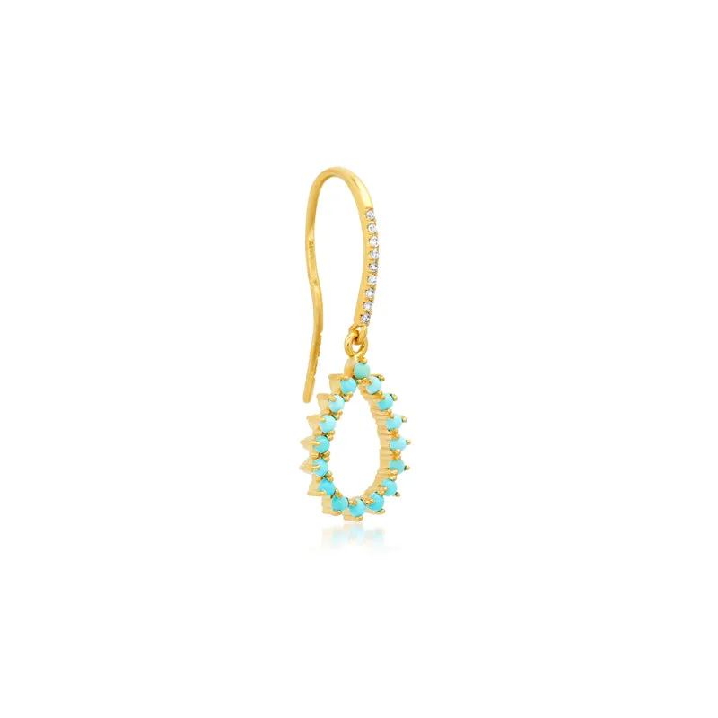 3-Prong Turquoise Mini Open Teardrop Earrings