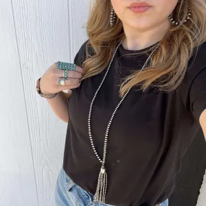 36 inch Graduated Navajo Pearl Tassel Genuine Necklace.