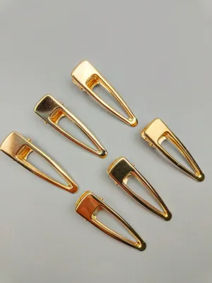 6pcs Women Solid Casual Alligator Gold-tone Hair Clip for Women Barrette Styling
