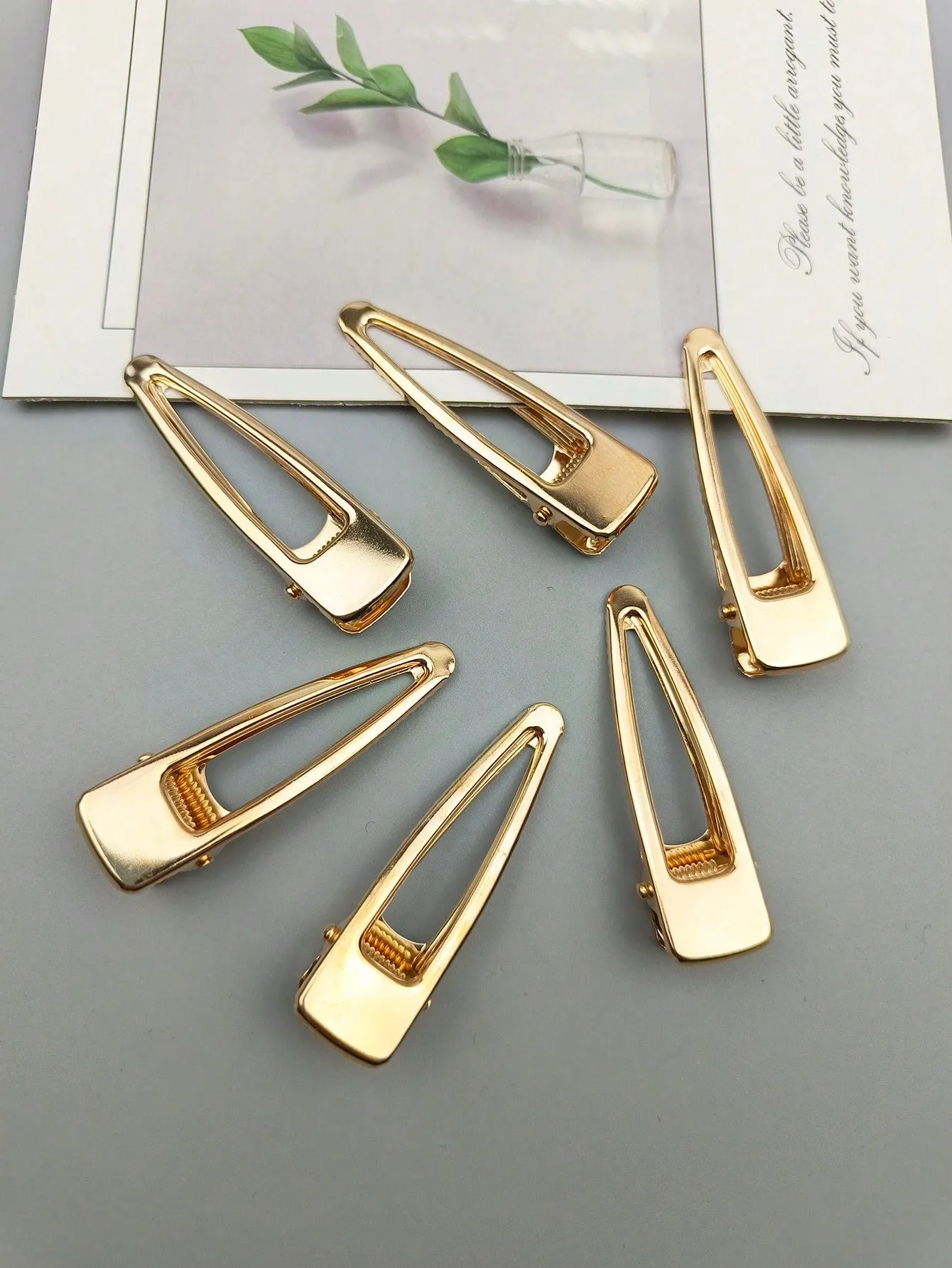 6pcs Women Solid Casual Alligator Gold-tone Hair Clip for Women Barrette Styling