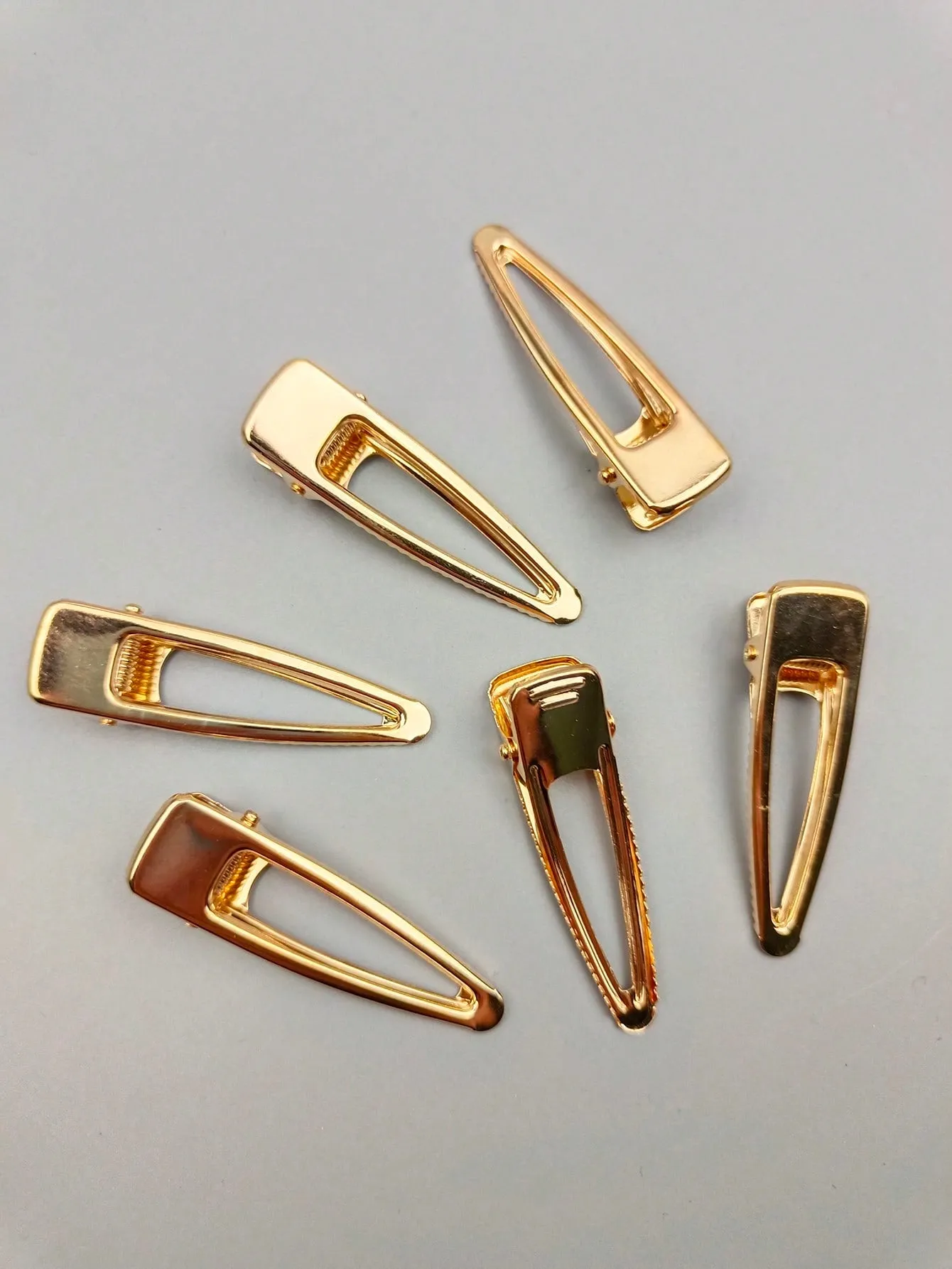 6pcs Women Solid Casual Alligator Gold-tone Hair Clip for Women Barrette Styling