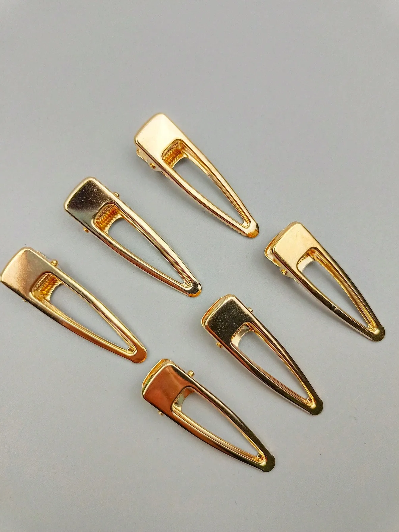 6pcs Women Solid Casual Alligator Gold-tone Hair Clip for Women Barrette Styling
