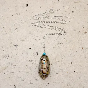 Adorable Carved Snail Shell Corn Maiden Pendant