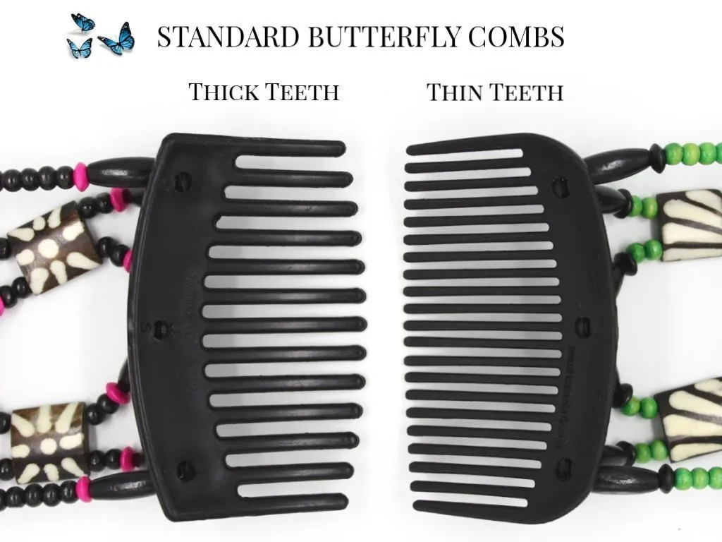 African Butterfly Thick Hair Comb - Ndalena Black 113
