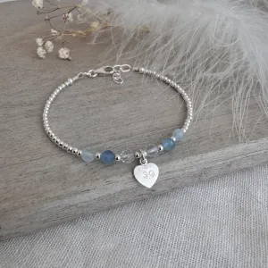 Aquamarine Bracelet for Milestone Birthday, March Birthstone Jewellery in Sterling Silver