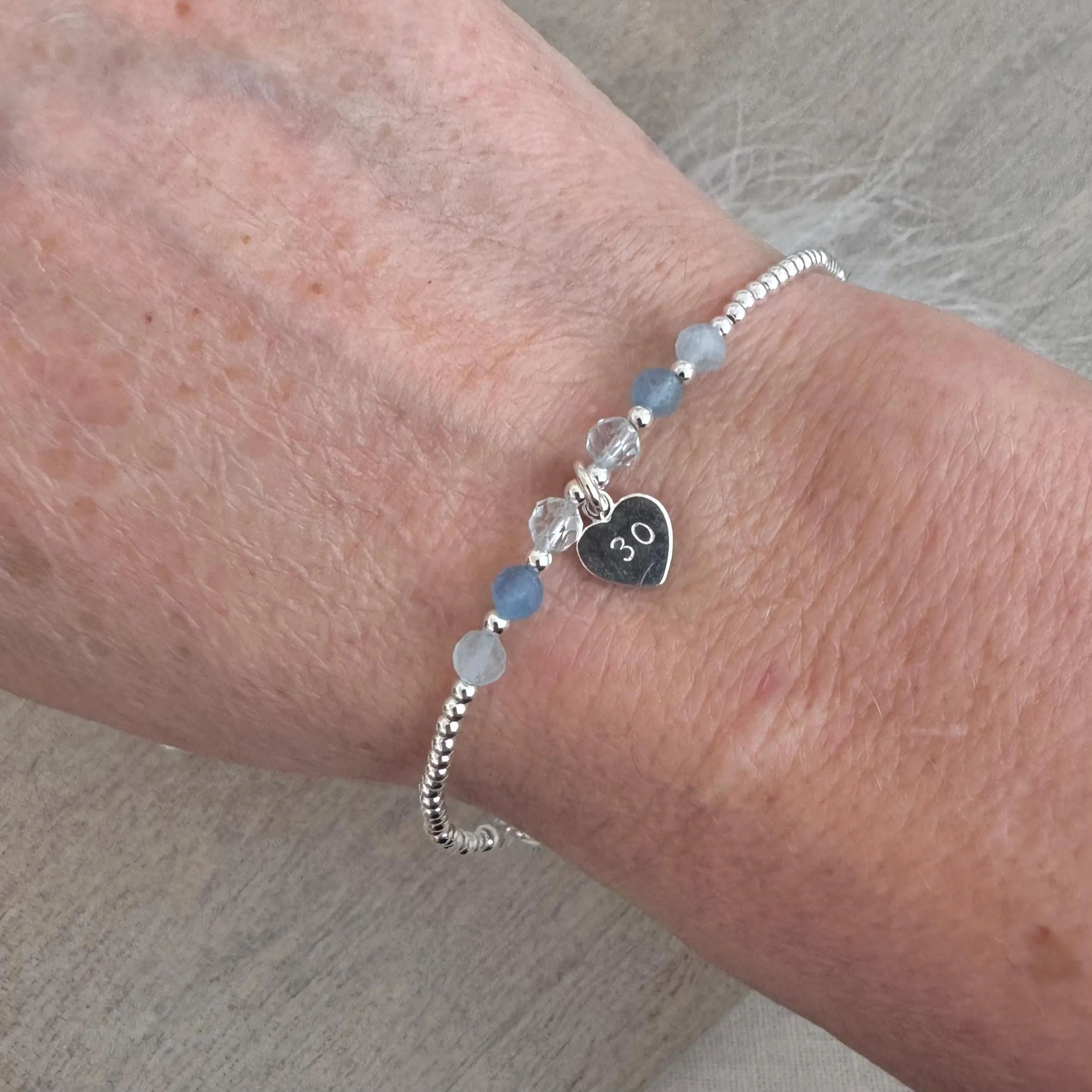 Aquamarine Bracelet for Milestone Birthday, March Birthstone Jewellery in Sterling Silver