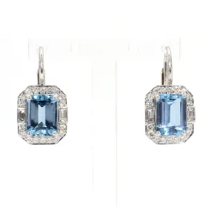 Aquamarine Drop Diamond Earrings
