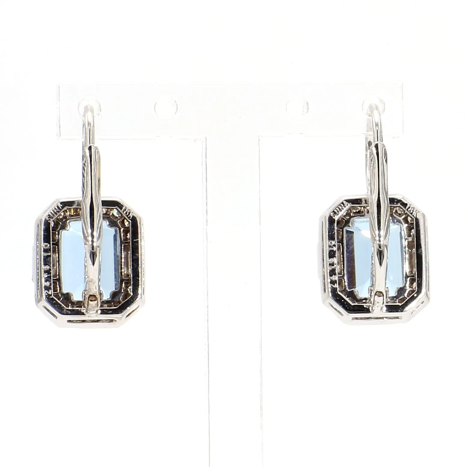 Aquamarine Drop Diamond Earrings