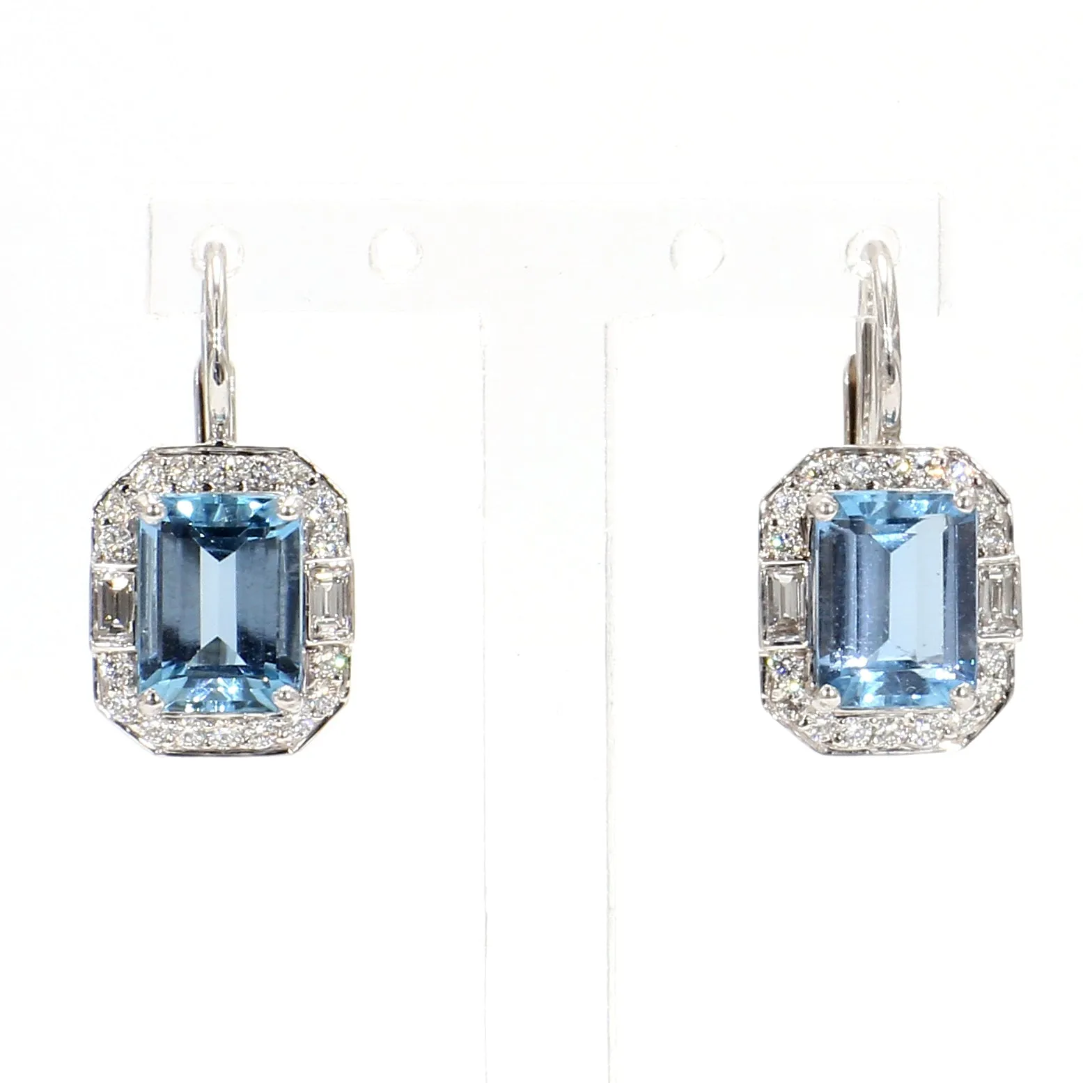 Aquamarine Drop Diamond Earrings
