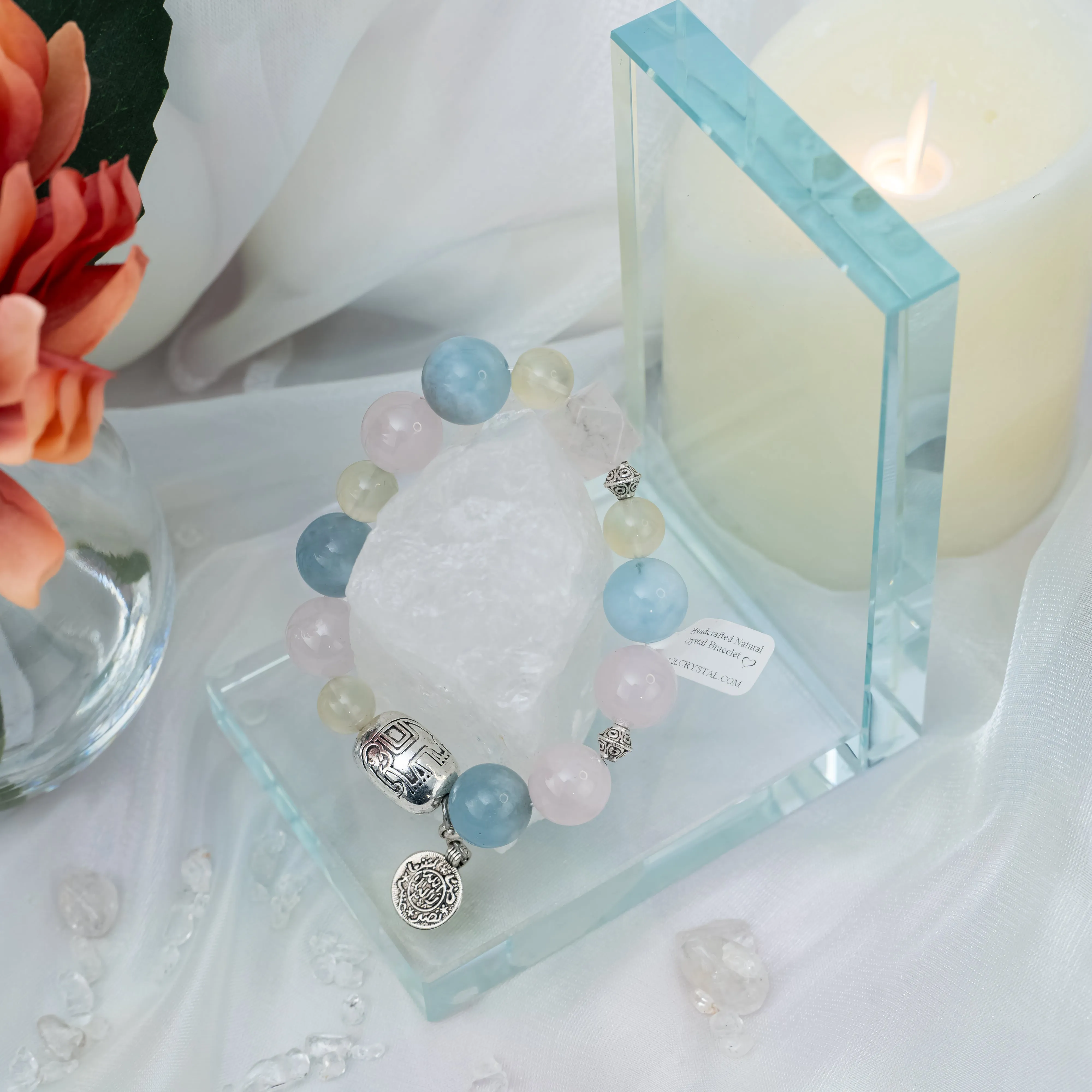 Aquamarine Rose Lemon Bracelet