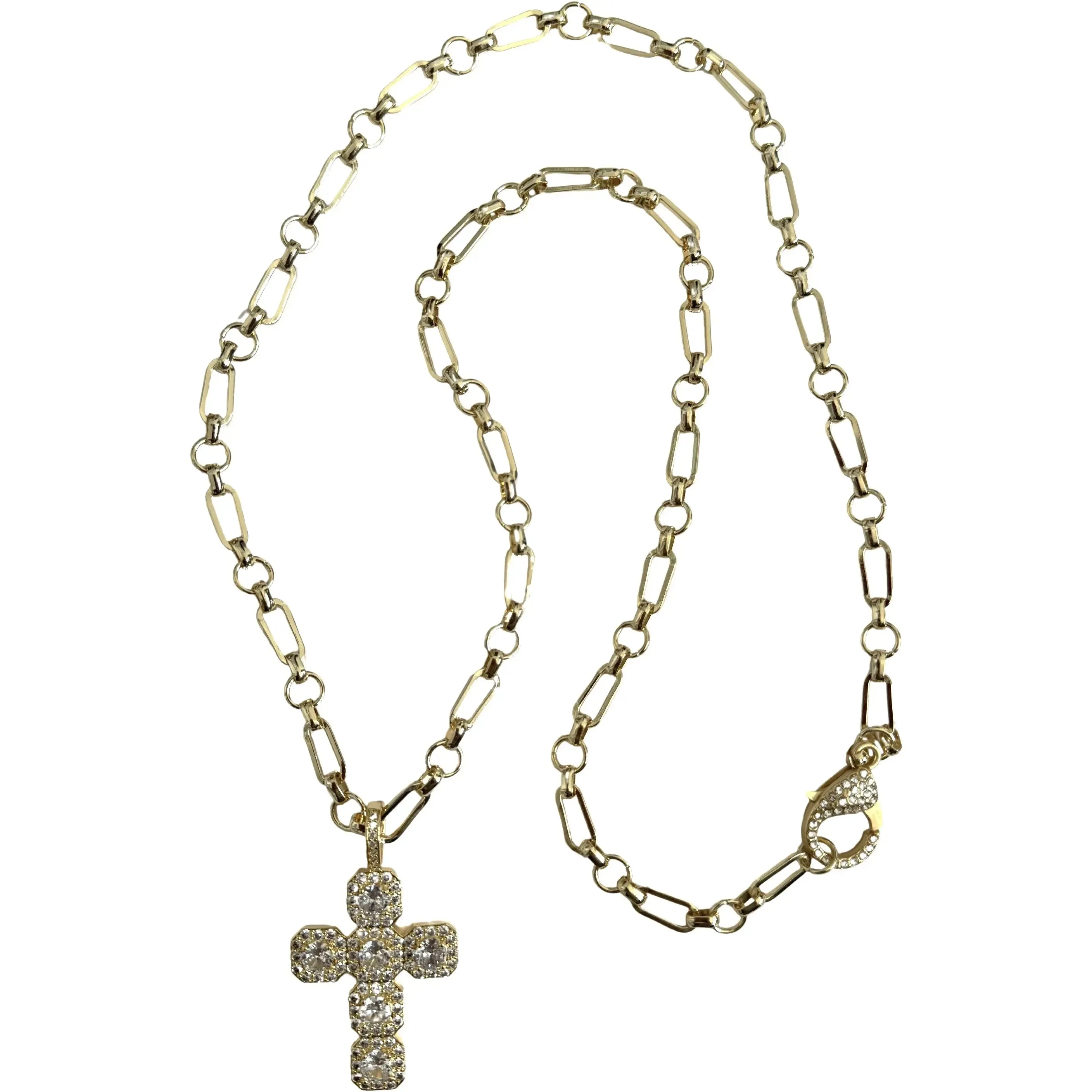 Assisi Long Cross Necklace - Gold