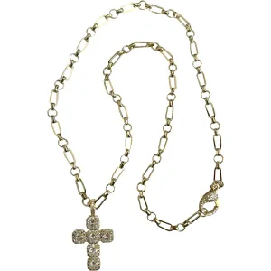 Assisi Long Cross Necklace - Gold
