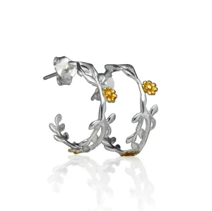 Banyan Sterling Silver Daisy Hoop with 18kt Gold Plated Detailing