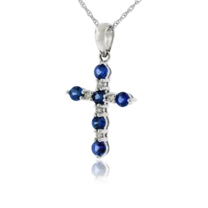 Blue Sapphire and Diamond Cross Pendant