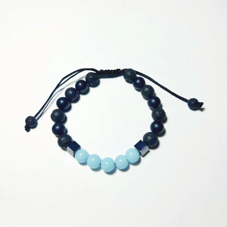 Bracelet Man Onyx/Aquamarine/Hematite