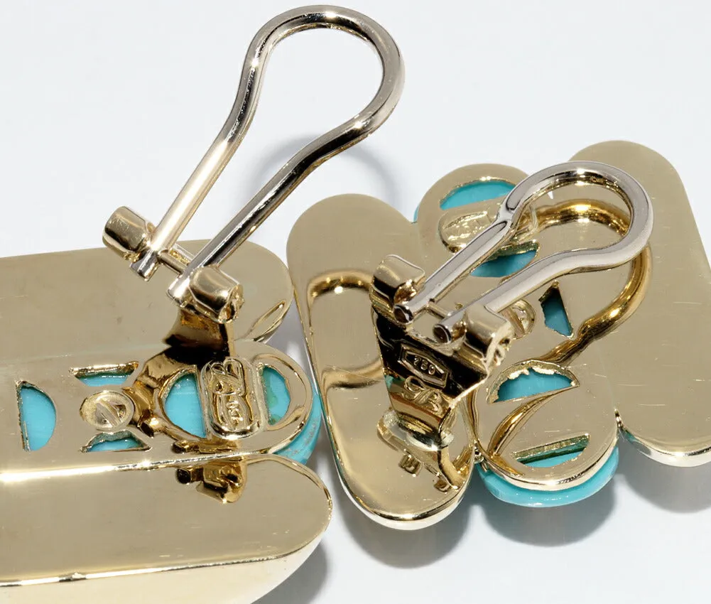 Buccellati K18YG Turquoise Diamond Earrings