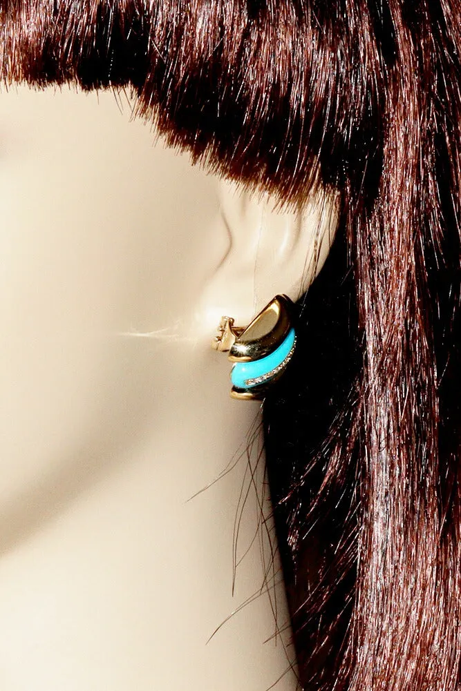 Buccellati K18YG Turquoise Diamond Earrings