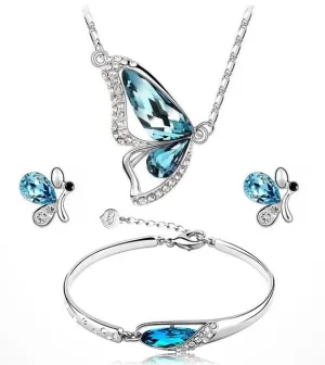 Butterfly Jewelry Necklace Earring Bracelet Sets