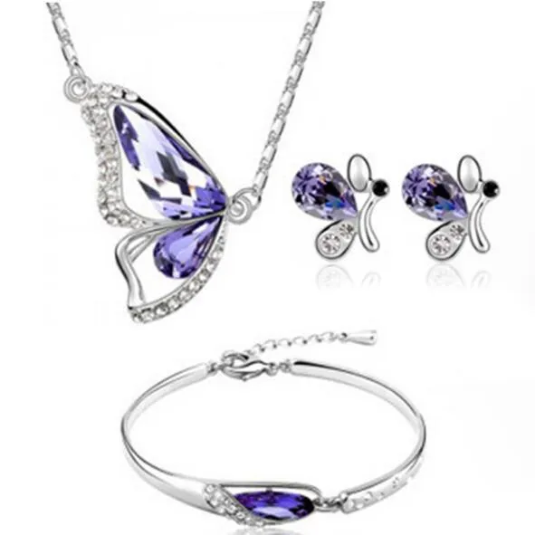 Butterfly Jewelry Necklace Earring Bracelet Sets