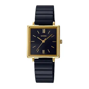 Casio Ladies' Analog Black Ion Plated Stainless Steel Band Watch LTPE155GB-1A LTP-E155GB-1A