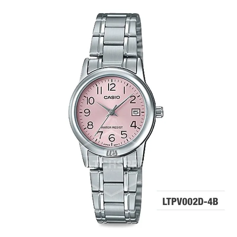 Casio Ladies' Standard Analog Silver Stainless Steel Band Watch LTPV002D-4B LTP-V002D-4B
