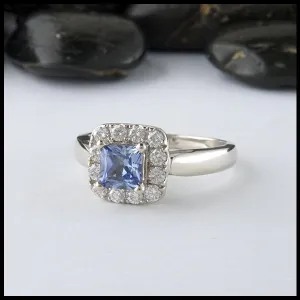 Ceylon Sapphire Halo Ring
